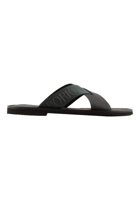 Crossed sandals in leather and logo ribbon EMPORIO ARMANI | sandals | X4P124 XN787K001